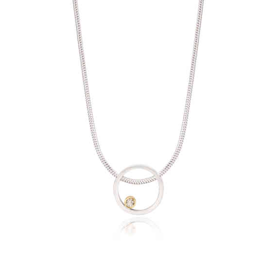 Champagne Diamond Circle Necklace