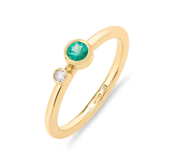 Emerald Diamond Duo Ring