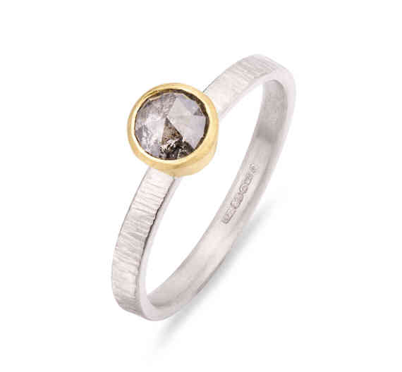 Salt Pepper Rose Cut Ring