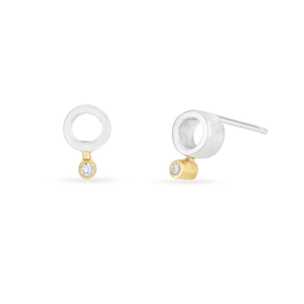 Diamond Circle Stud Earrings
