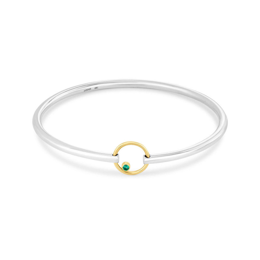 Moving Circle Emerald Bangle